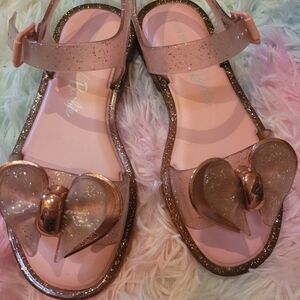 Barbie Pink and Gold Sandals with Heart Accents